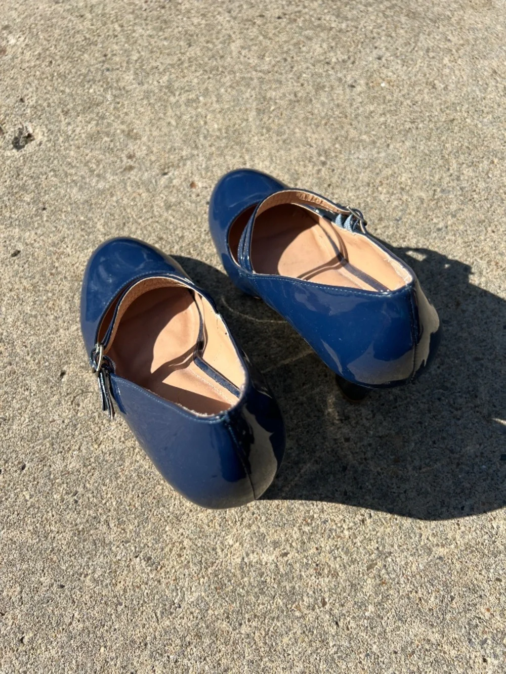 Women’s Patent Mary Jane Heels - Navy Blue (Size 7)